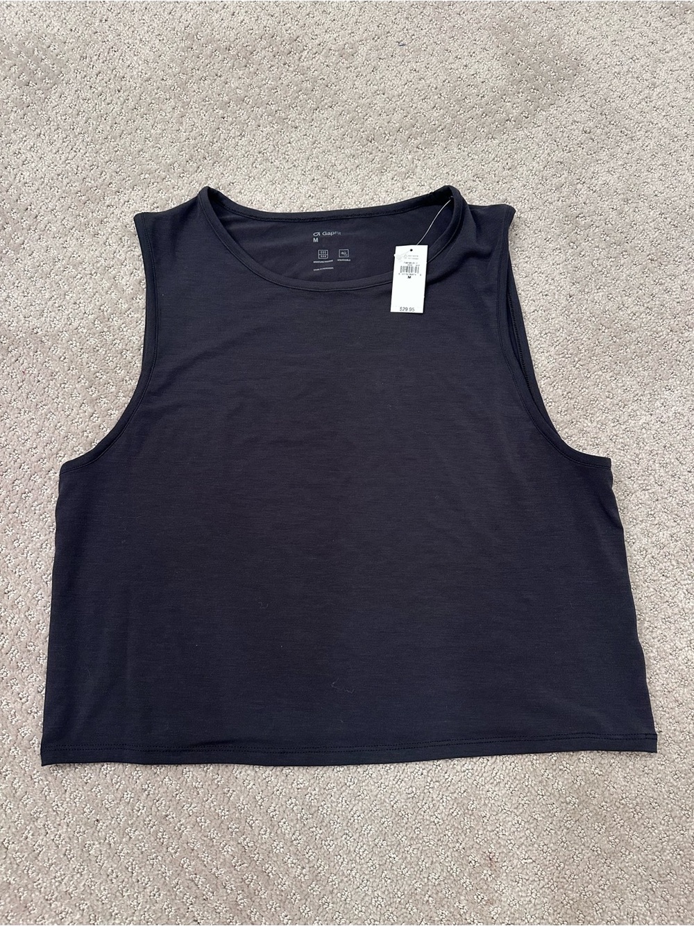 GapFit Black Cropped Workout Tank Top Medium NWT